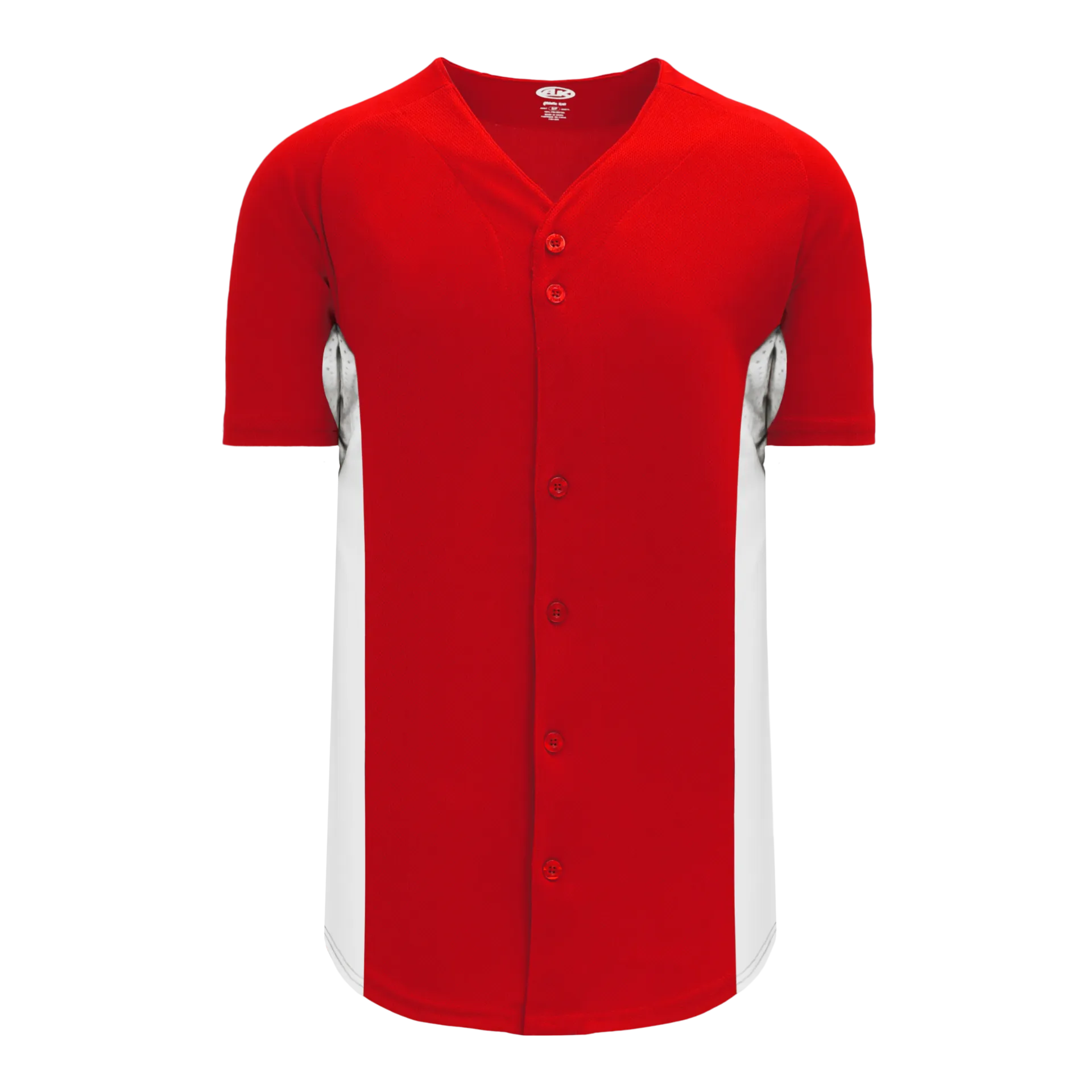 Athletic Knit (AK) BA1890A-208 Adult Red/White Full Button Baseball Jersey