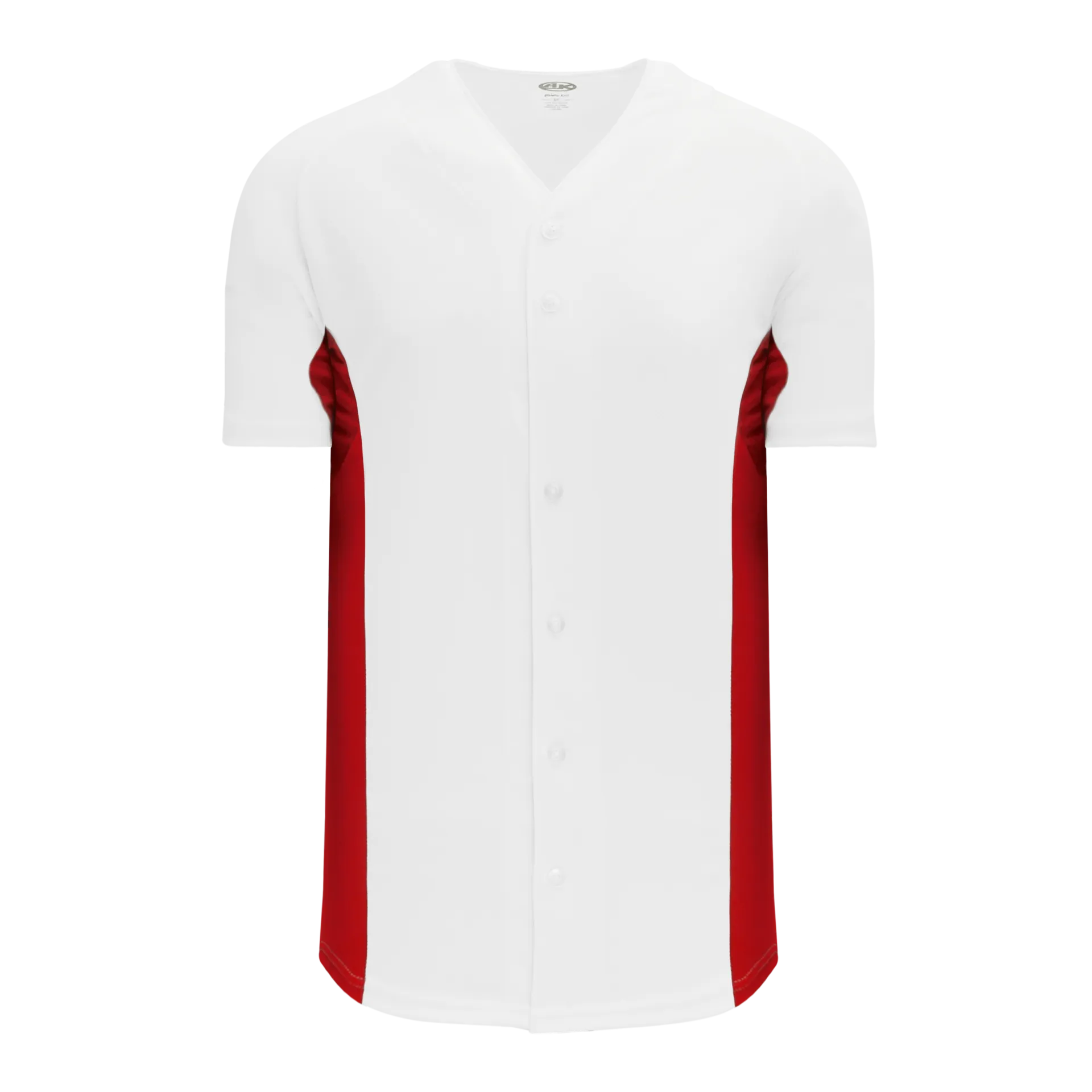 Athletic Knit (AK) BA1890A-209 Adult White/Red Full Button Baseball Jersey