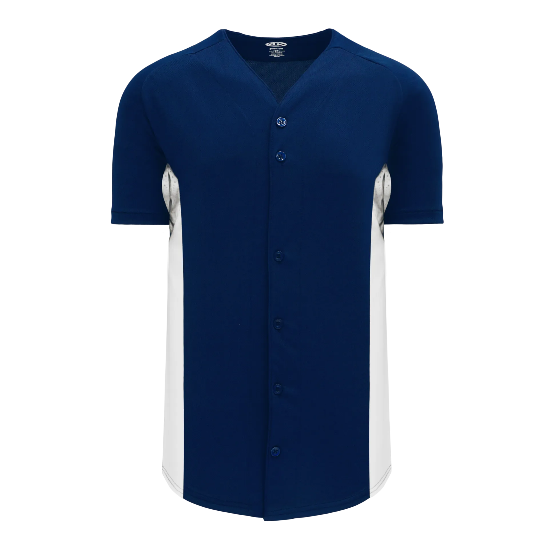 Athletic Knit (AK) BA1890A-216 Adult Navy/White Full Button Baseball Jersey