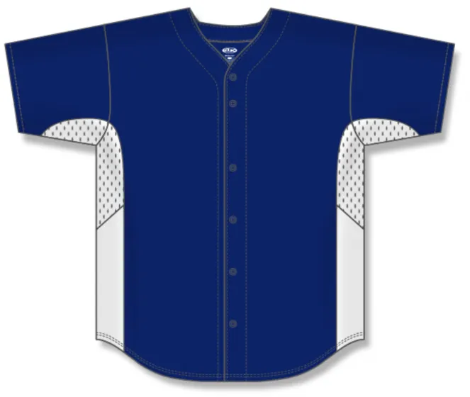 Athletic Knit (AK) BA1890A-216 Adult Navy/White Full Button Baseball Jersey