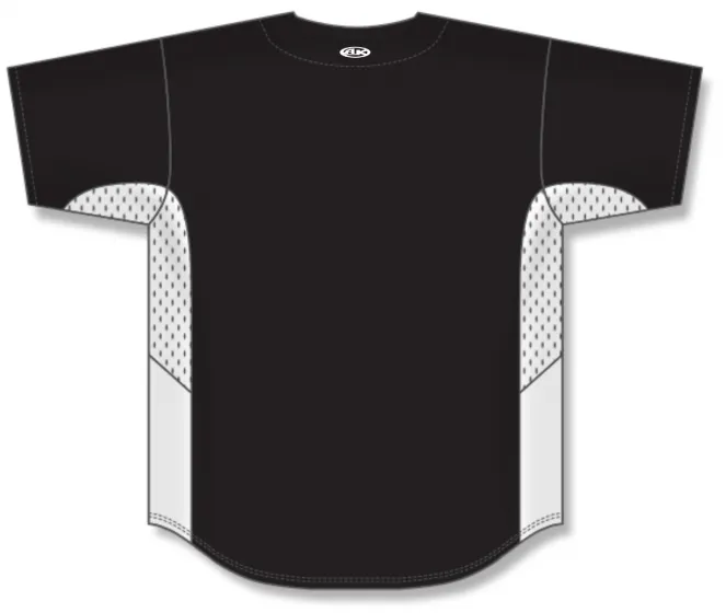 Athletic Knit (AK) BA1890A-221 Adult Black/White Full Button Baseball Jersey