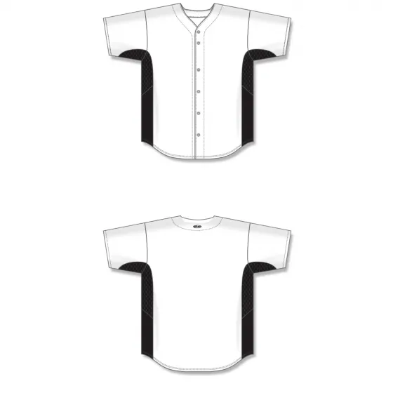 Athletic Knit (AK) BA1890A-222 Adult White/Black Full Button Baseball Jersey