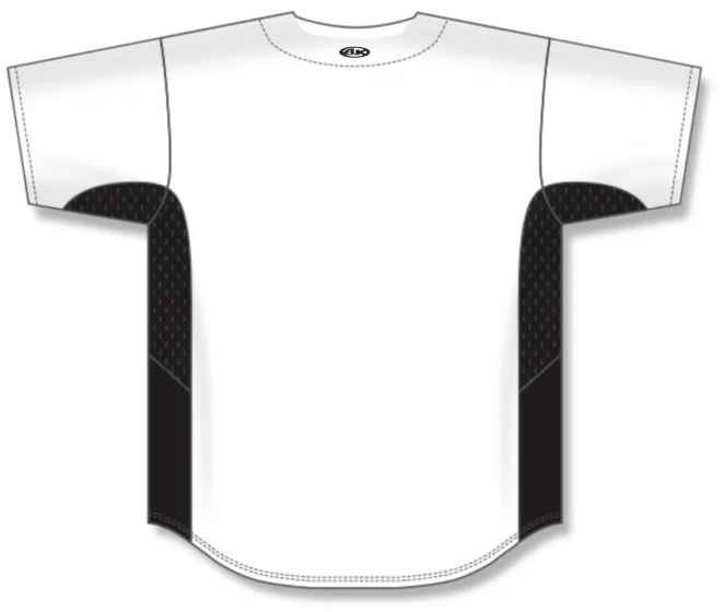 Athletic Knit (AK) BA1890A-222 Adult White/Black Full Button Baseball Jersey