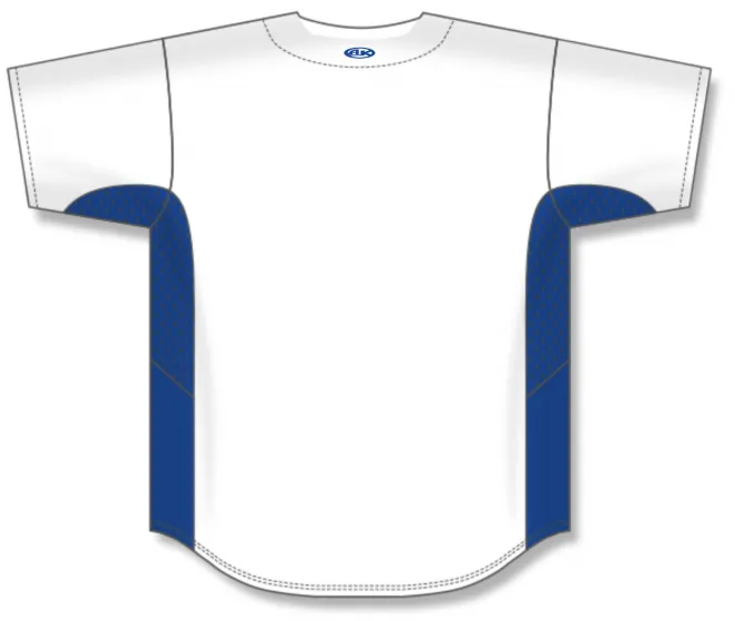 Athletic Knit (AK) BA1890Y-207 Youth White/Royal Blue Full Button Baseball Jersey