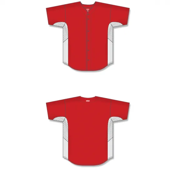 Athletic Knit (AK) BA1890Y-208 Youth Red/White Full Button Baseball Jersey