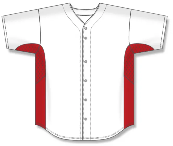 Athletic Knit (AK) BA1890Y-209 Youth White/Red Full Button Baseball Jersey