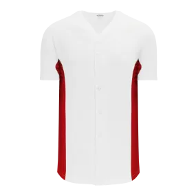 Athletic Knit (AK) BA1890Y-209 Youth White/Red Full Button Baseball Jersey