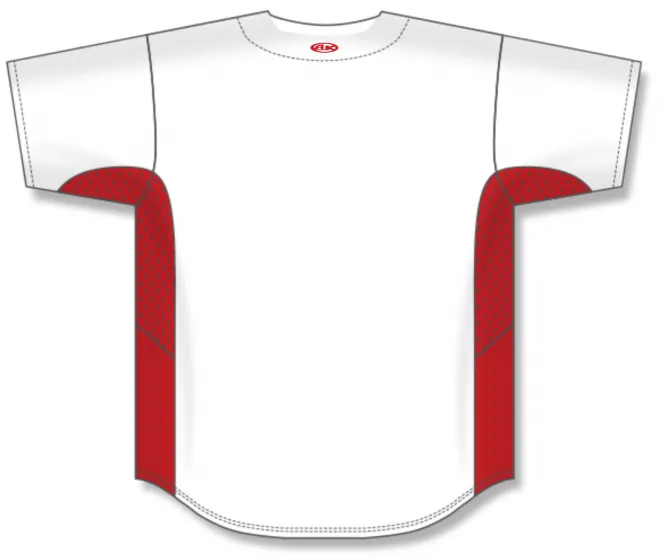 Athletic Knit (AK) BA1890Y-209 Youth White/Red Full Button Baseball Jersey