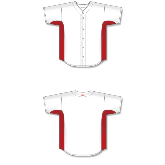 Athletic Knit (AK) BA1890Y-209 Youth White/Red Full Button Baseball Jersey