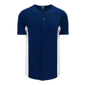 Athletic Knit (AK) BA1890Y-216 Youth Navy/White Full Button Baseball Jersey