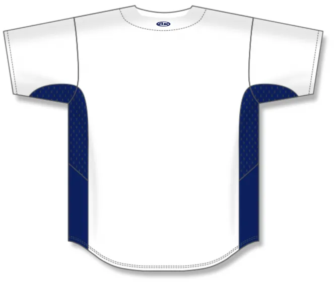 Athletic Knit (AK) BA1890Y-217 Youth White/Navy Full Button Baseball Jersey