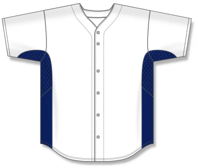 Athletic Knit (AK) BA1890Y-217 Youth White/Navy Full Button Baseball Jersey