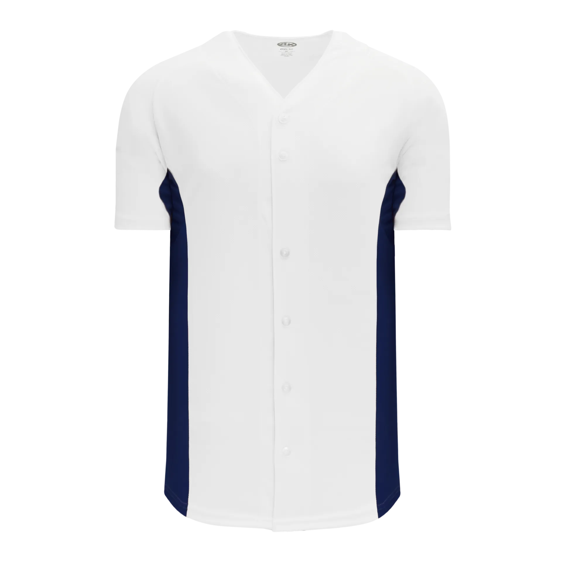 Athletic Knit (AK) BA1890Y-217 Youth White/Navy Full Button Baseball Jersey