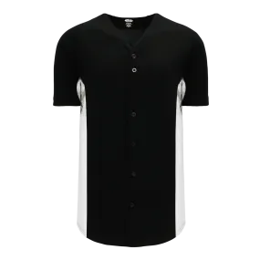 Athletic Knit (AK) BA1890Y-221 Youth Black/White Full Button Baseball Jersey