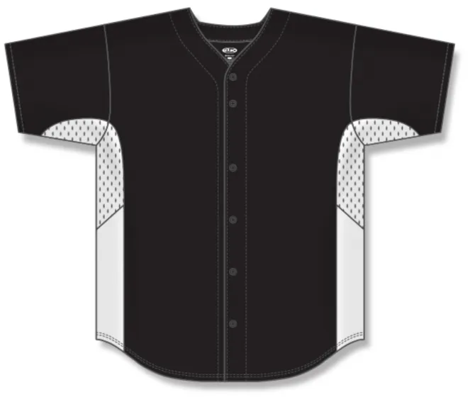 Athletic Knit (AK) BA1890Y-221 Youth Black/White Full Button Baseball Jersey