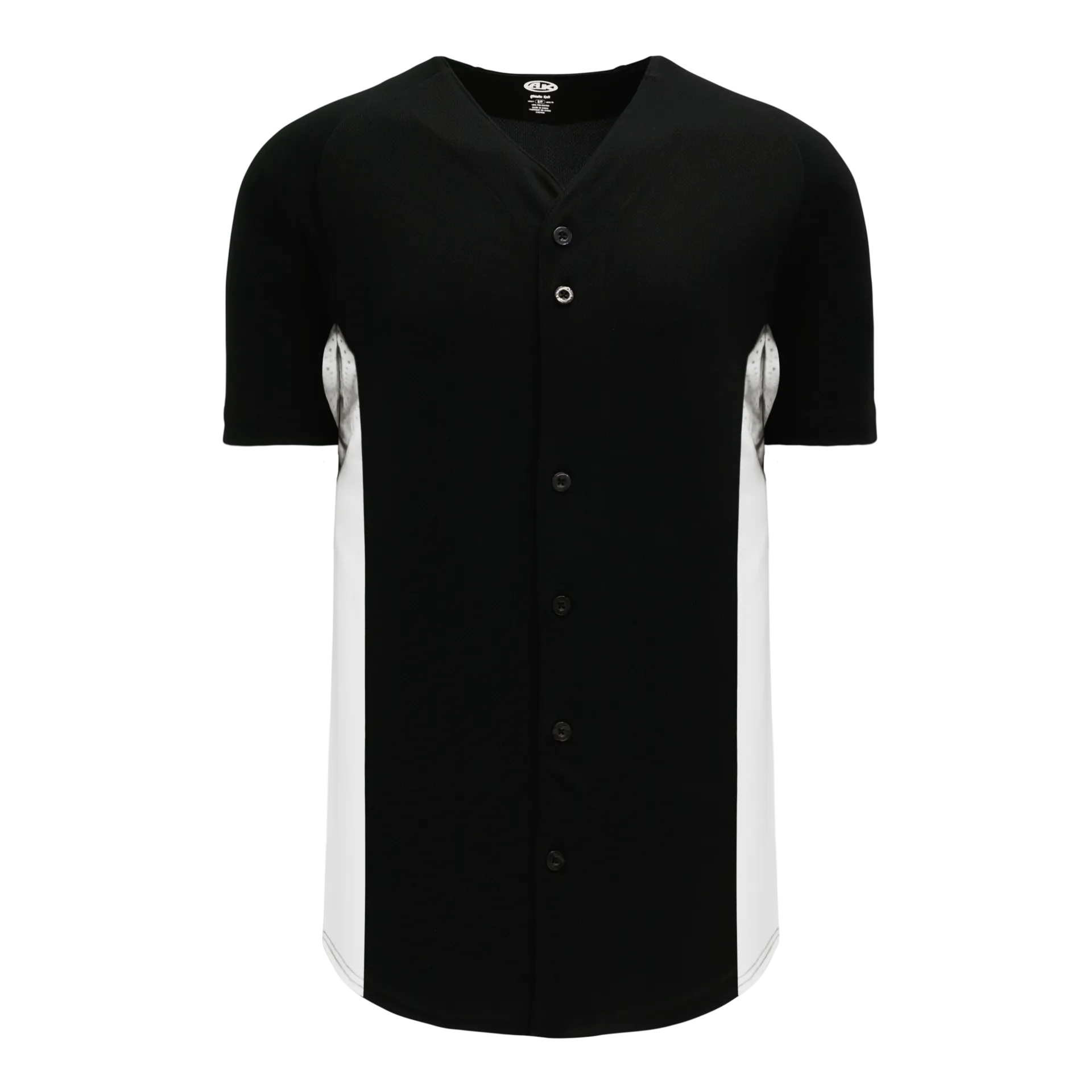 Athletic Knit (AK) BA1890Y-221 Youth Black/White Full Button Baseball Jersey