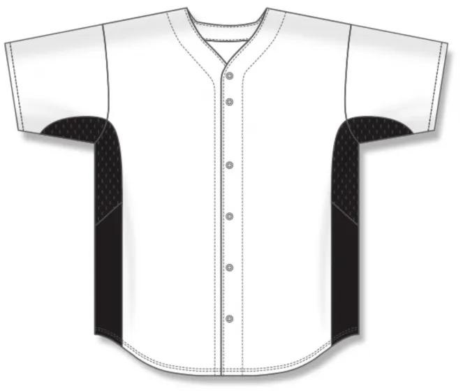 Athletic Knit (AK) BA1890Y-222 Youth White/Black Full Button Baseball Jersey