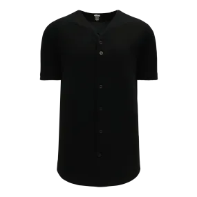 Athletic Knit (AK) BA5200L-001 Ladies Black Full Button Baseball Jersey