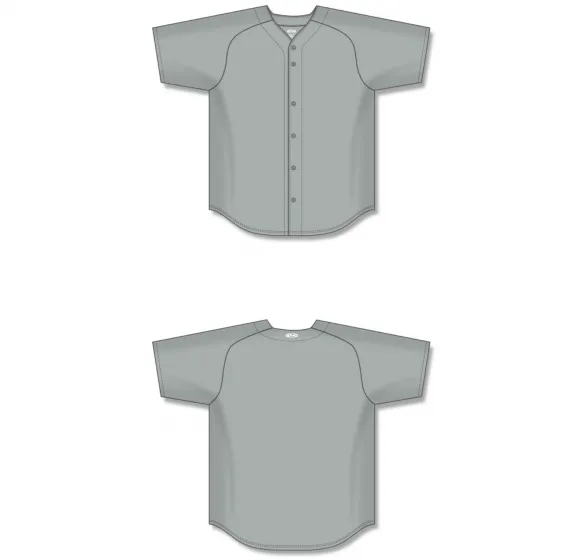 Athletic Knit (AK) BA5200L-012 Ladies Grey Full Button Baseball Jersey