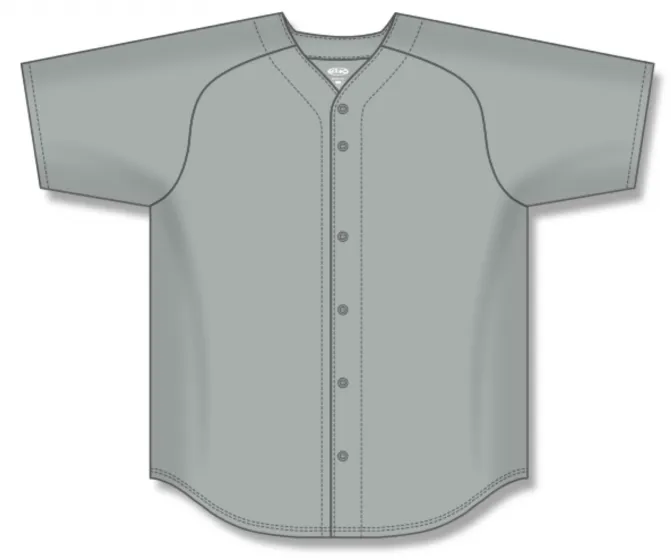 Athletic Knit (AK) BA5200L-012 Ladies Grey Full Button Baseball Jersey