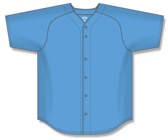 Athletic Knit (AK) BA5200L-018 Ladies Sky Blue Full Button Baseball Jersey