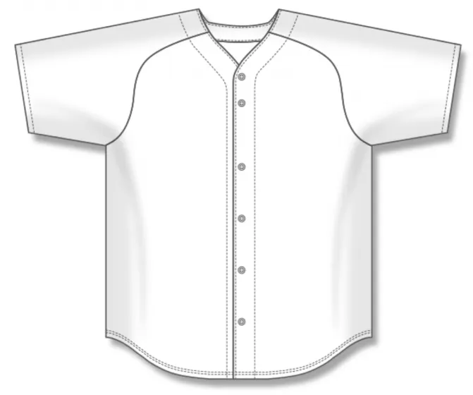 Athletic Knit (AK) BA5200M-000 Mens White Full Button Baseball Jersey