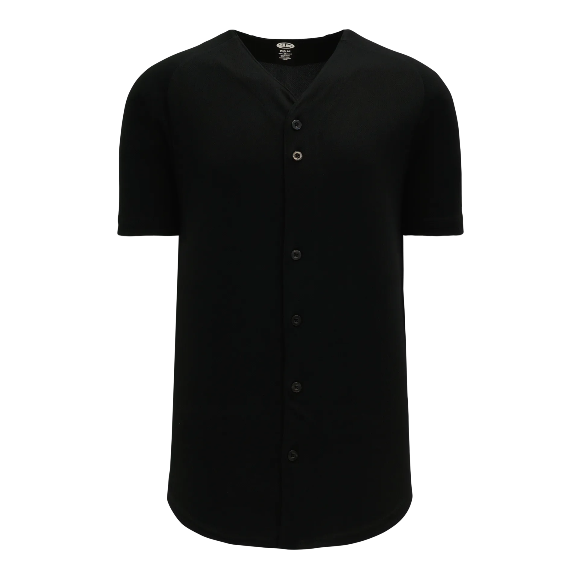 Athletic Knit (AK) BA5200M-001 Mens Black Full Button Baseball Jersey