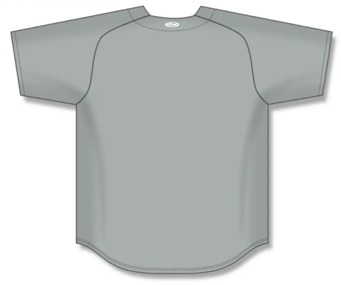 Athletic Knit (AK) BA5200M-012 Mens Grey Full Button Baseball Jersey