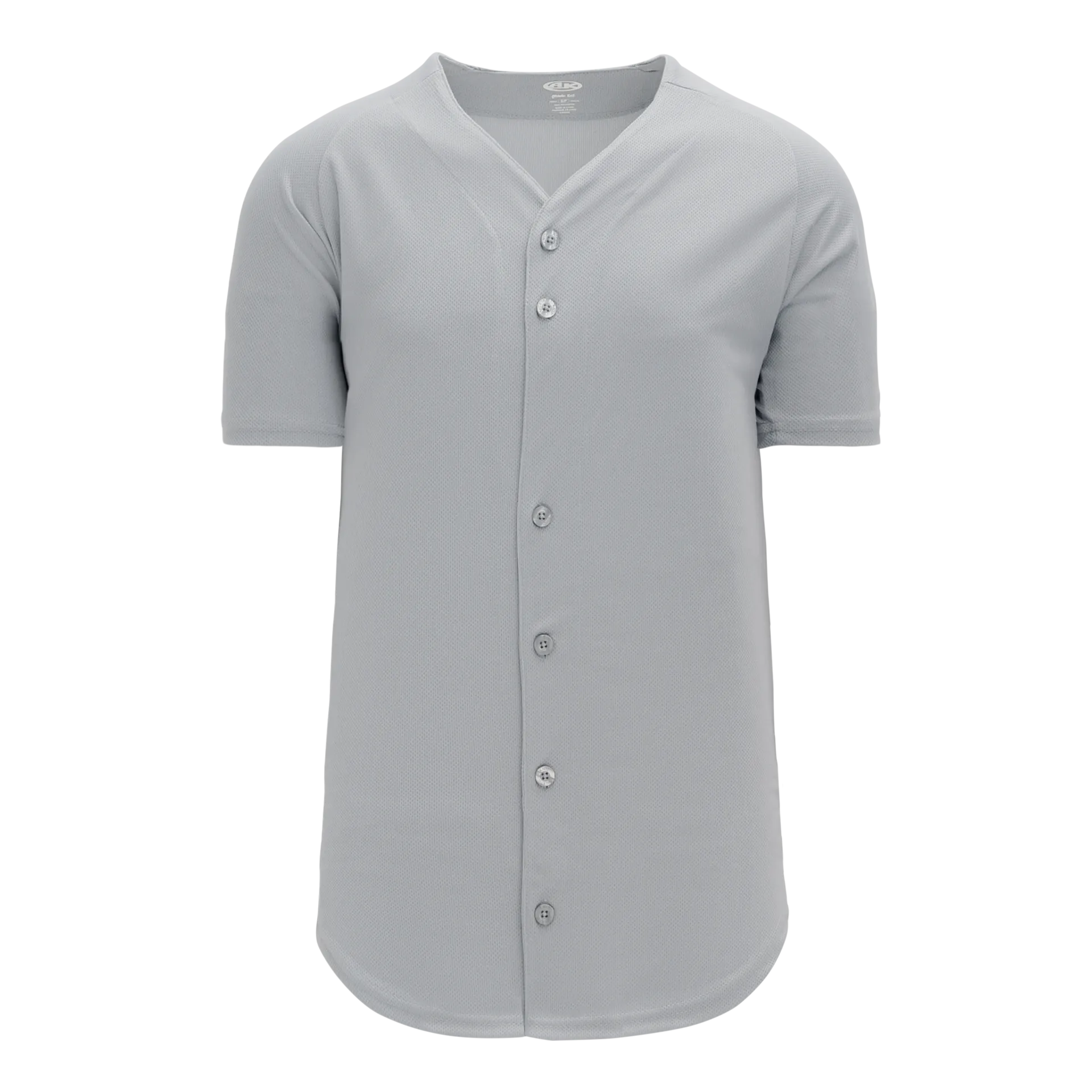 Athletic Knit (AK) BA5200M-012 Mens Grey Full Button Baseball Jersey
