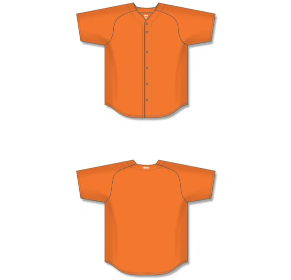 Athletic Knit (AK) BA5200M-064 Mens Orange Full Button Baseball Jersey