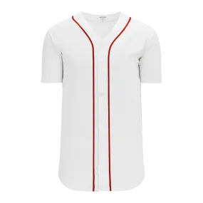 Athletic Knit (AK) BA5500A-BOS584 Boston Red Sox White Adult Full Button Baseball Jersey