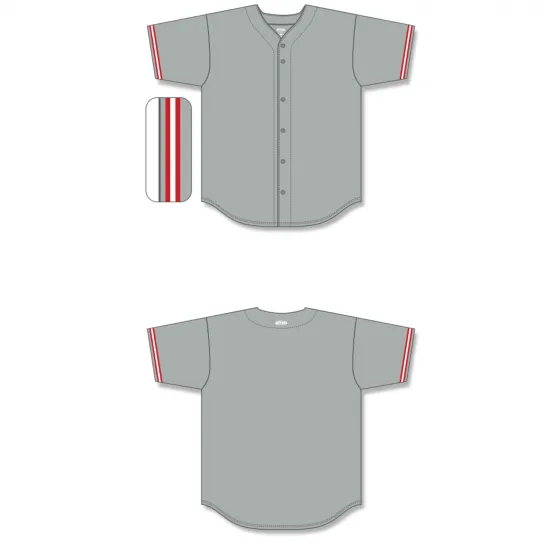 Athletic Knit (AK) BA5500A-CIN699 Cincinnati Reds Grey Adult Full Button Baseball Jersey