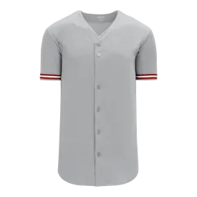 Athletic Knit (AK) BA5500A-CIN699 Cincinnati Reds Grey Adult Full Button Baseball Jersey