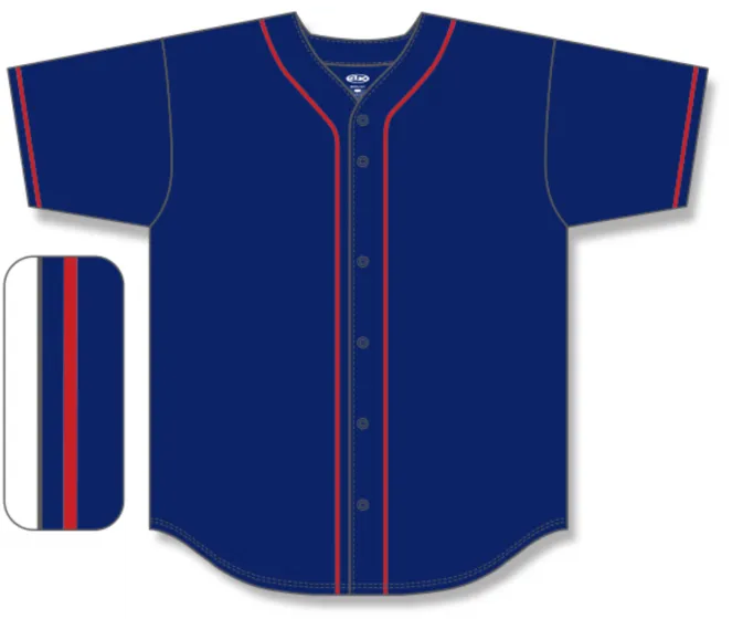 Athletic Knit (AK) BA5500A-MIN697 Minnesota Twins Navy Adult Full Button Baseball Jersey