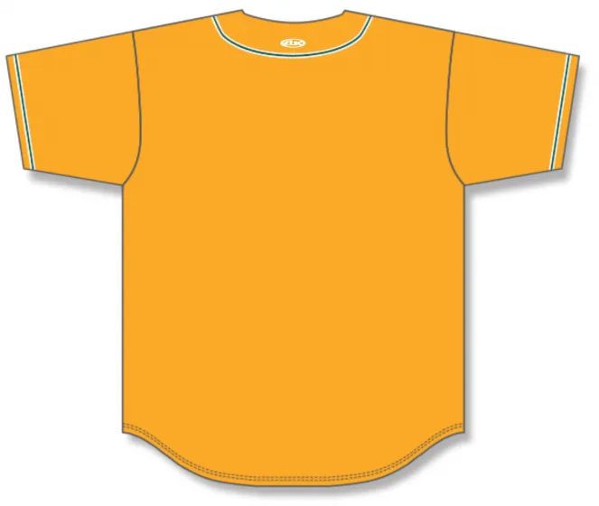 Athletic Knit (AK) BA5500A-OAK593 Oakland A's Gold Adult Full Button Baseball Jersey