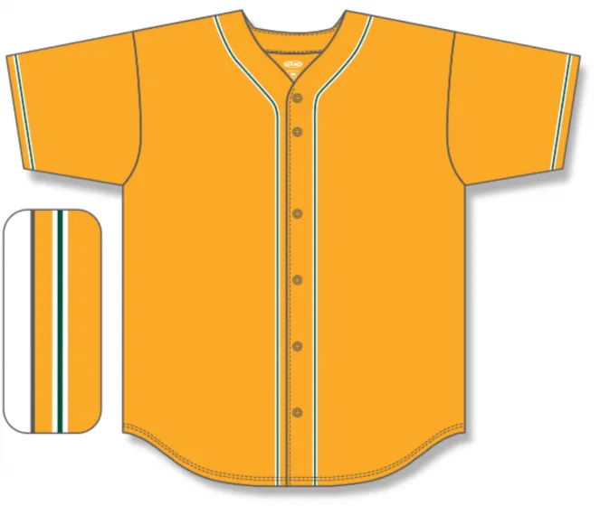 Athletic Knit (AK) BA5500A-OAK593 Oakland A's Gold Adult Full Button Baseball Jersey
