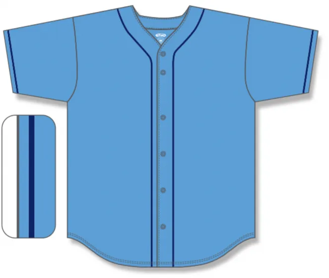 Athletic Knit (AK) BA5500A-TB694 Tampa Bay Rays Sky Blue Adult Full Button Baseball Jersey