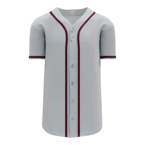 Athletic Knit (AK) BA5500Y-ATL599 Atlanta Braves Youth Grey Full Button Baseball Jersey