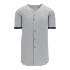 Athletic Knit (AK) BA5500Y-NYY573 New York Yankees Grey Full Button Baseball Jersey