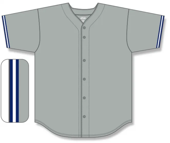 Athletic Knit (AK) BA5500Y-NYY573 New York Yankees Grey Full Button Baseball Jersey