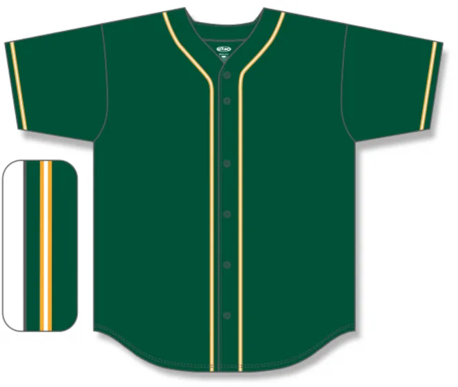 Athletic Knit (AK) BA5500Y-OAK592 Oakland A's Dark Green Youth Full Button Baseball Jersey