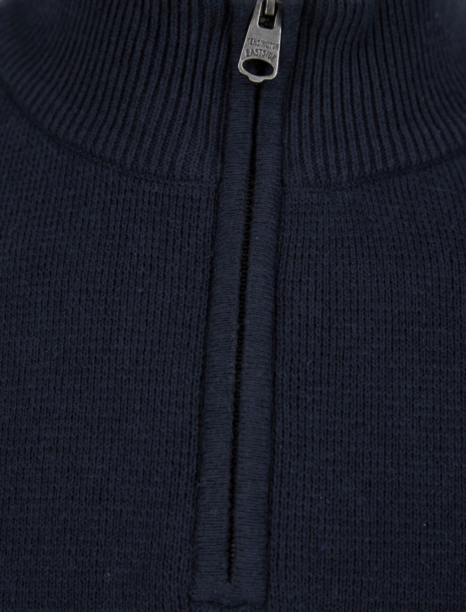 Barnsley Cotton Rich Half Zip Neck Knitted Jumper in Navy - Kensington Eastside