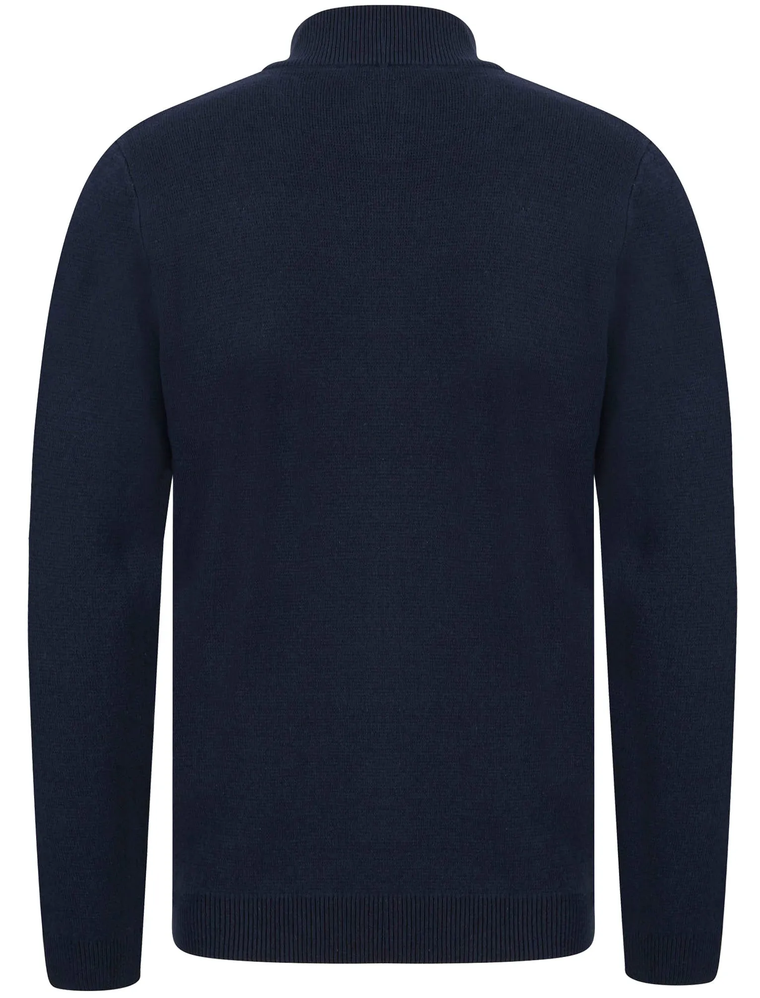 Barnsley Cotton Rich Half Zip Neck Knitted Jumper in Navy - Kensington Eastside