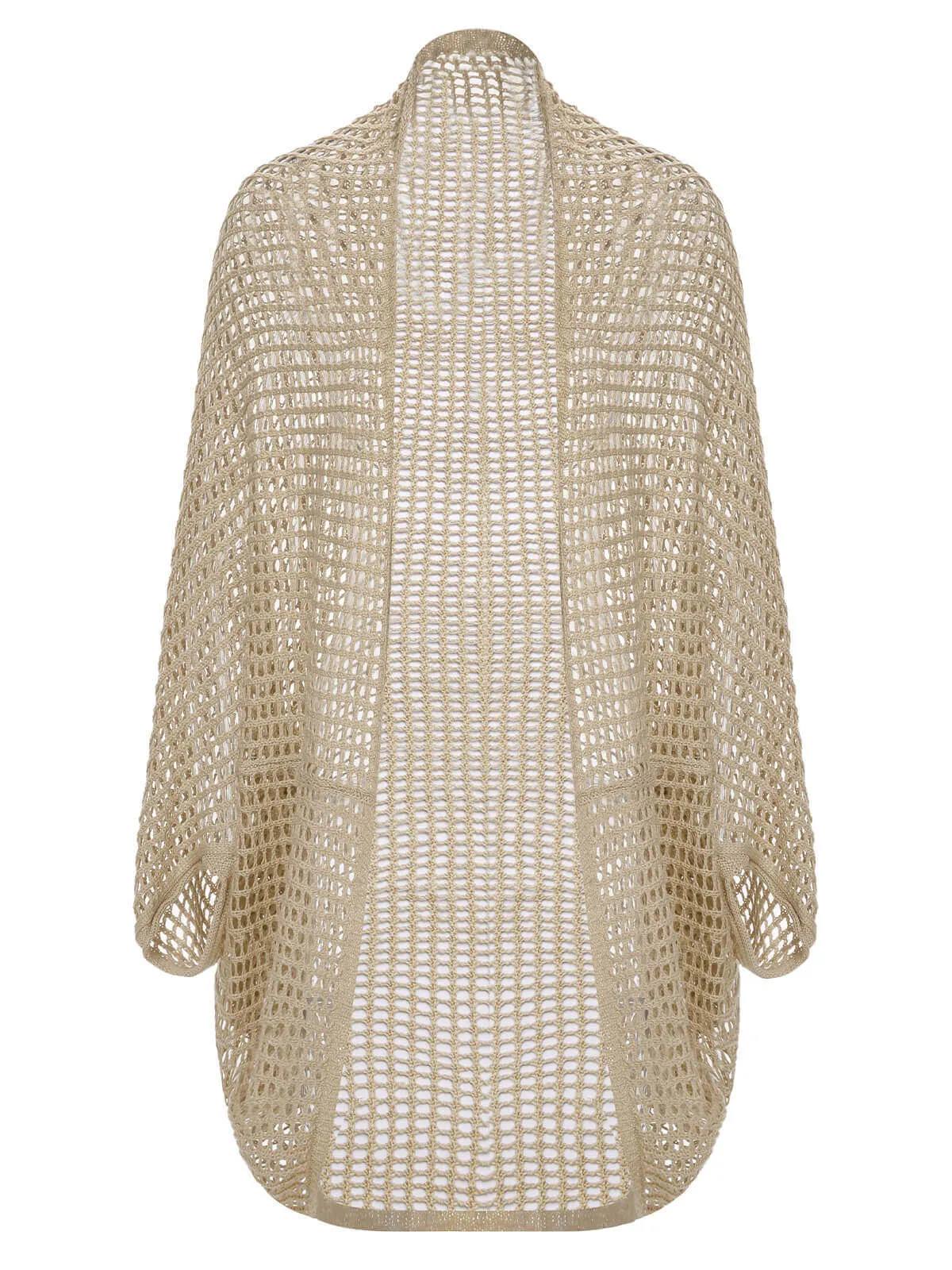 Beige 1930s Solid Crochet Hollow Knitted Cardigan