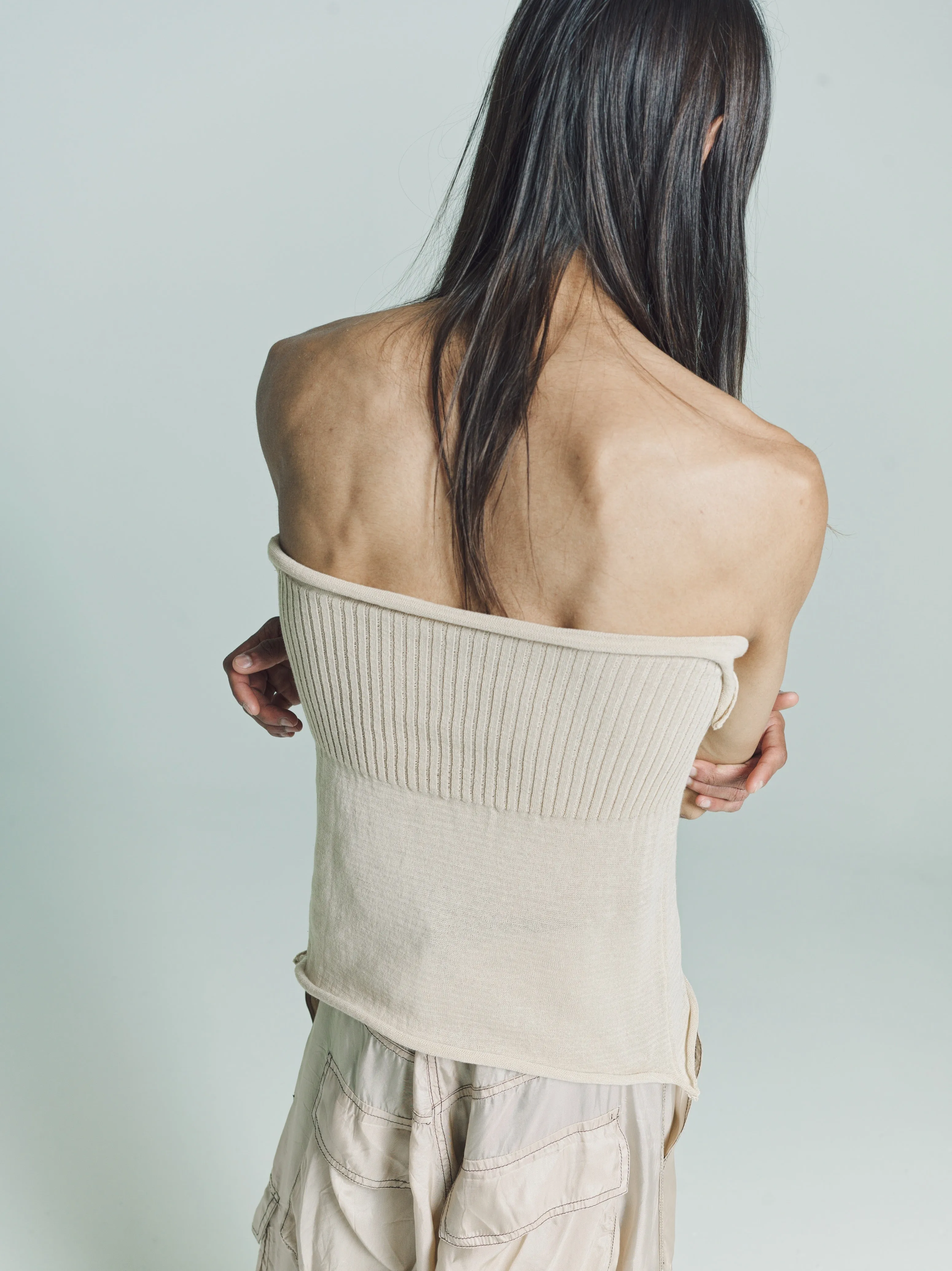Beige Knit Naked Body Top