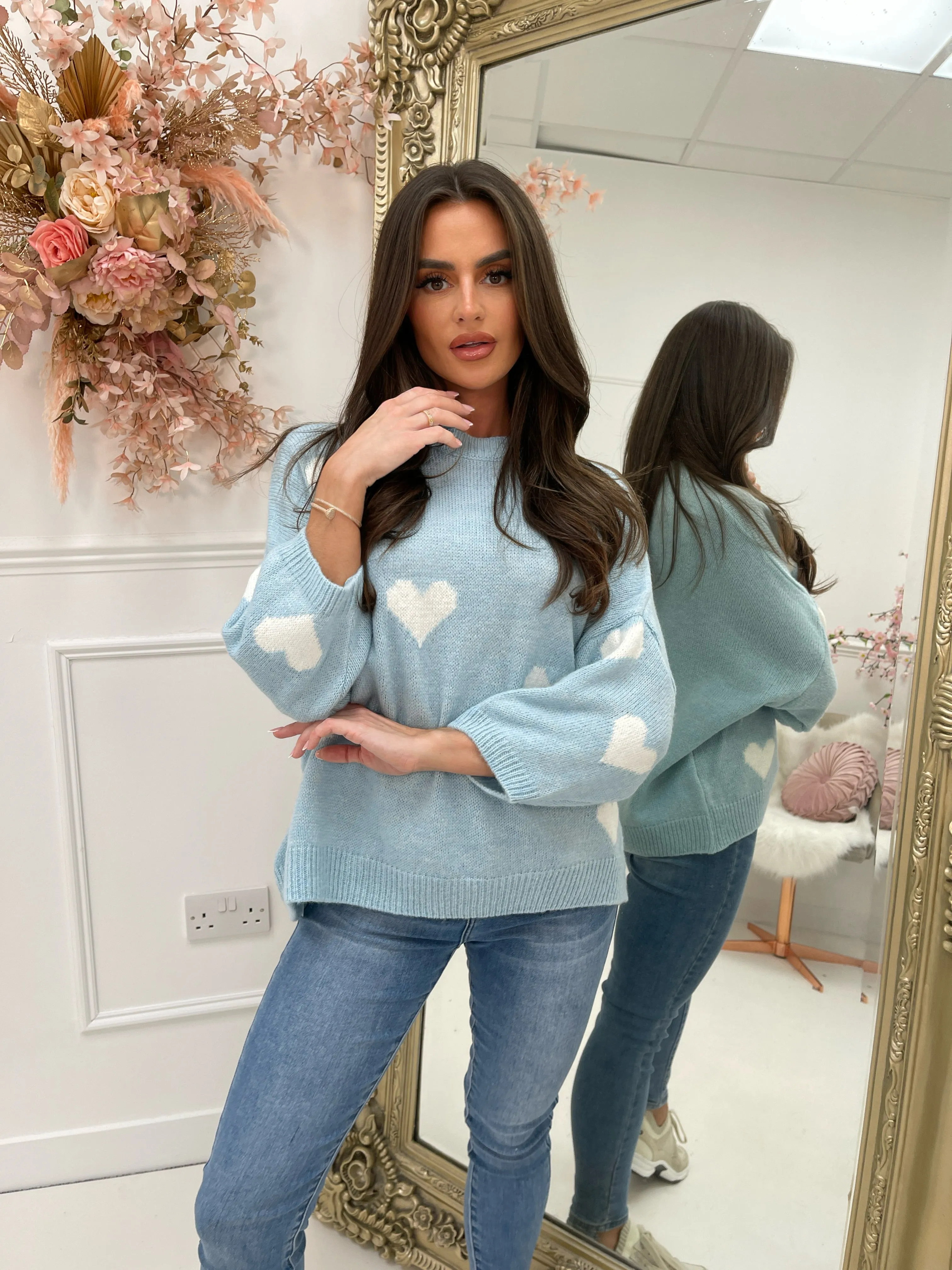BELLE BLUE HEART KNIT TOP