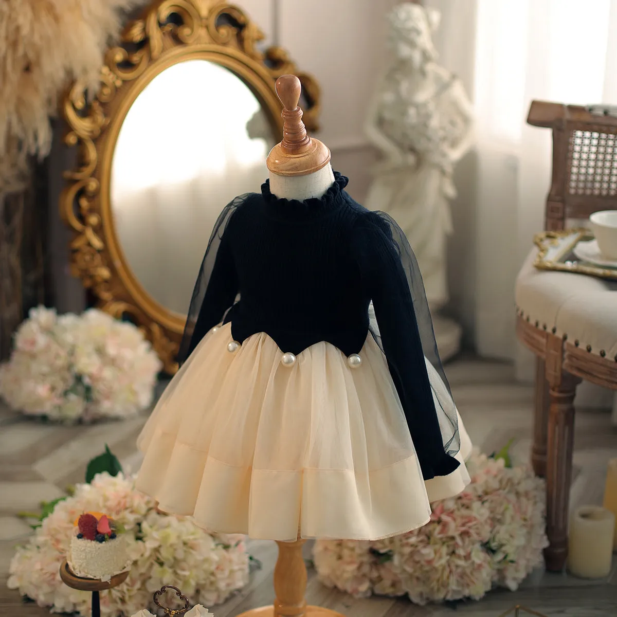 Black Girls Cotton Pleated Skirt Dress