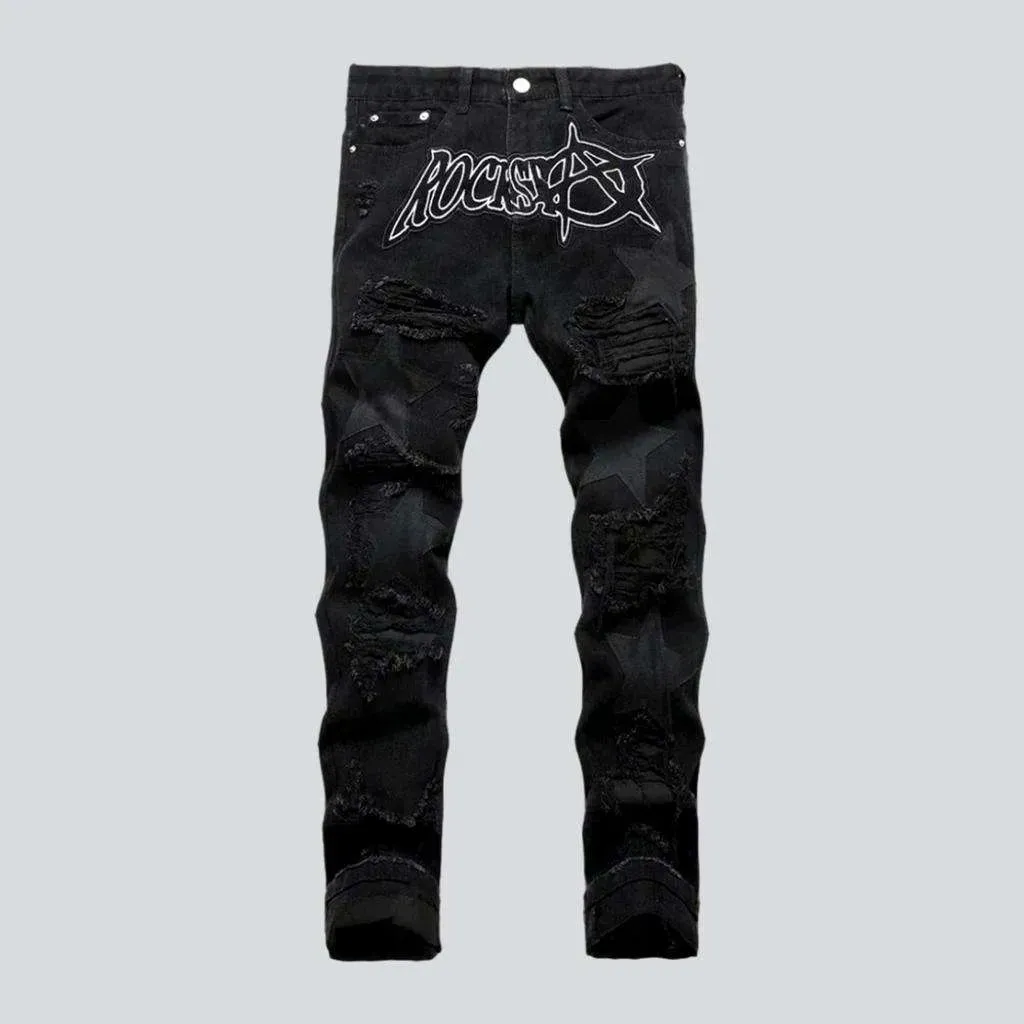 Black stars men's skinny jeans