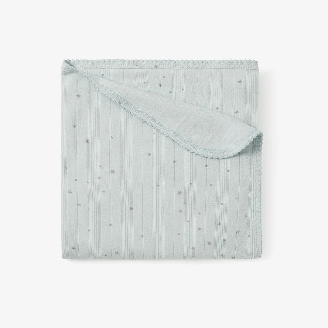 Blue Celestial Organic Ribbed Cotton Baby Blanket