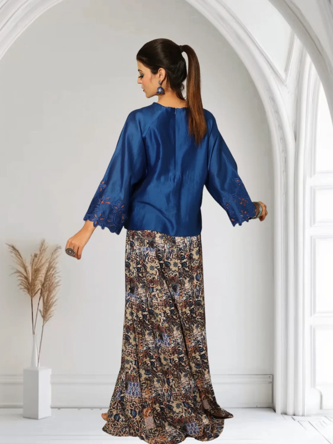 Blue Spinel Panelled Skirt